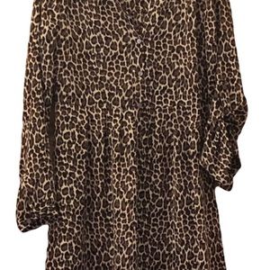 Two by Vince Camuto/  Leopard Print Dress / shear / Size Large